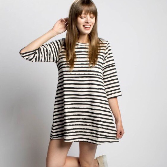 Rakha Distorted Stripe Organic Cotton Dress S - Picture 2 of 3